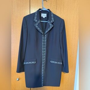 St. John Black Blazer with Silver Embroidery
